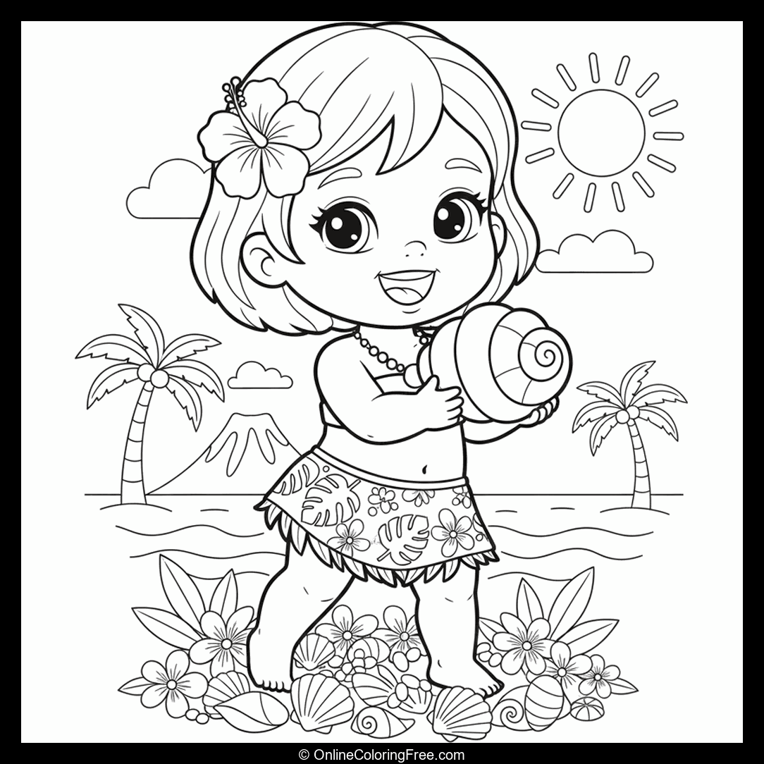Baby Moana Holding A Seashell