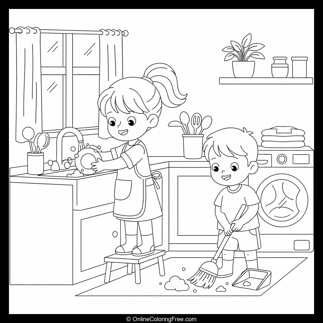 Child Helping at Home