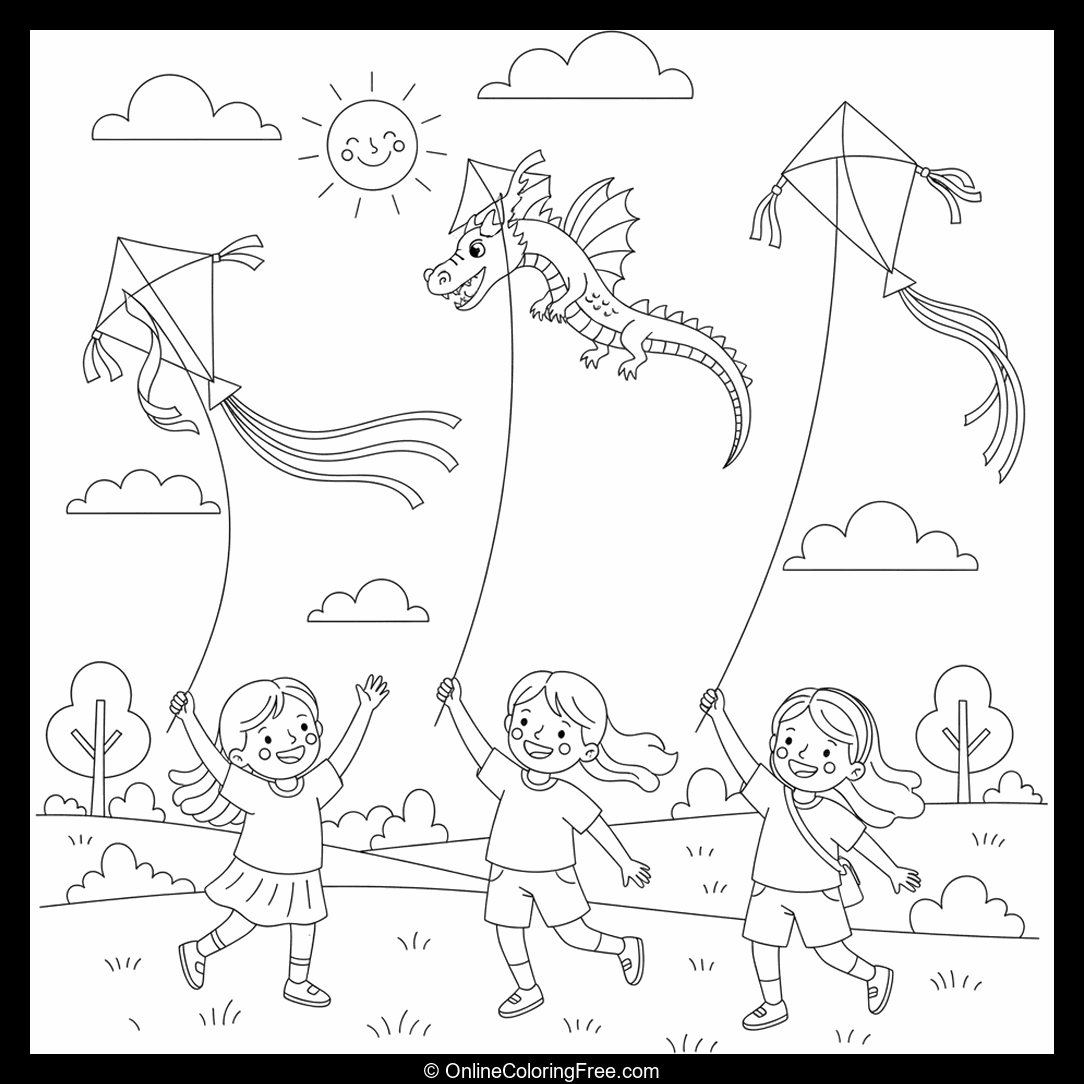 Children Flying Kites