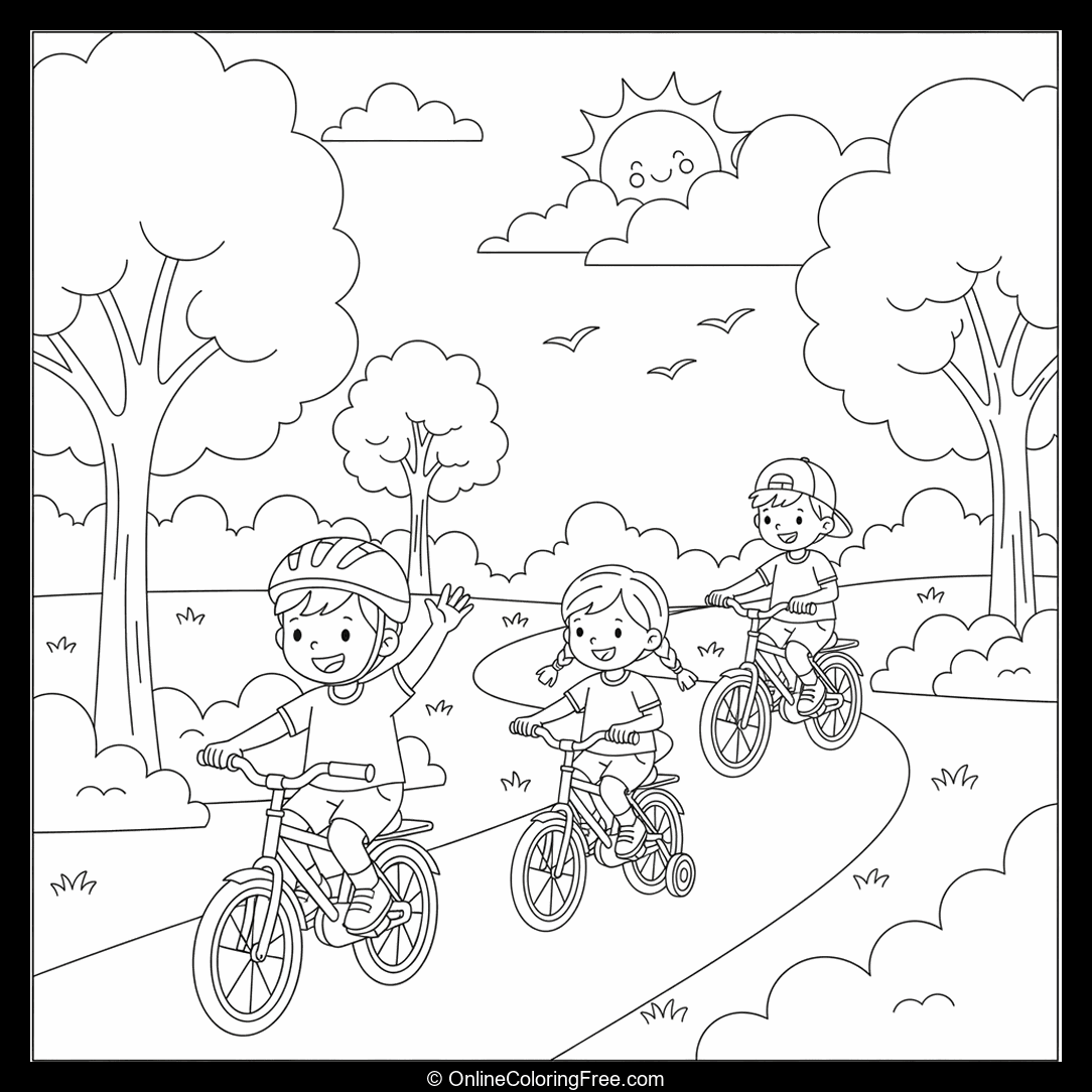 Children Riding Bicycles