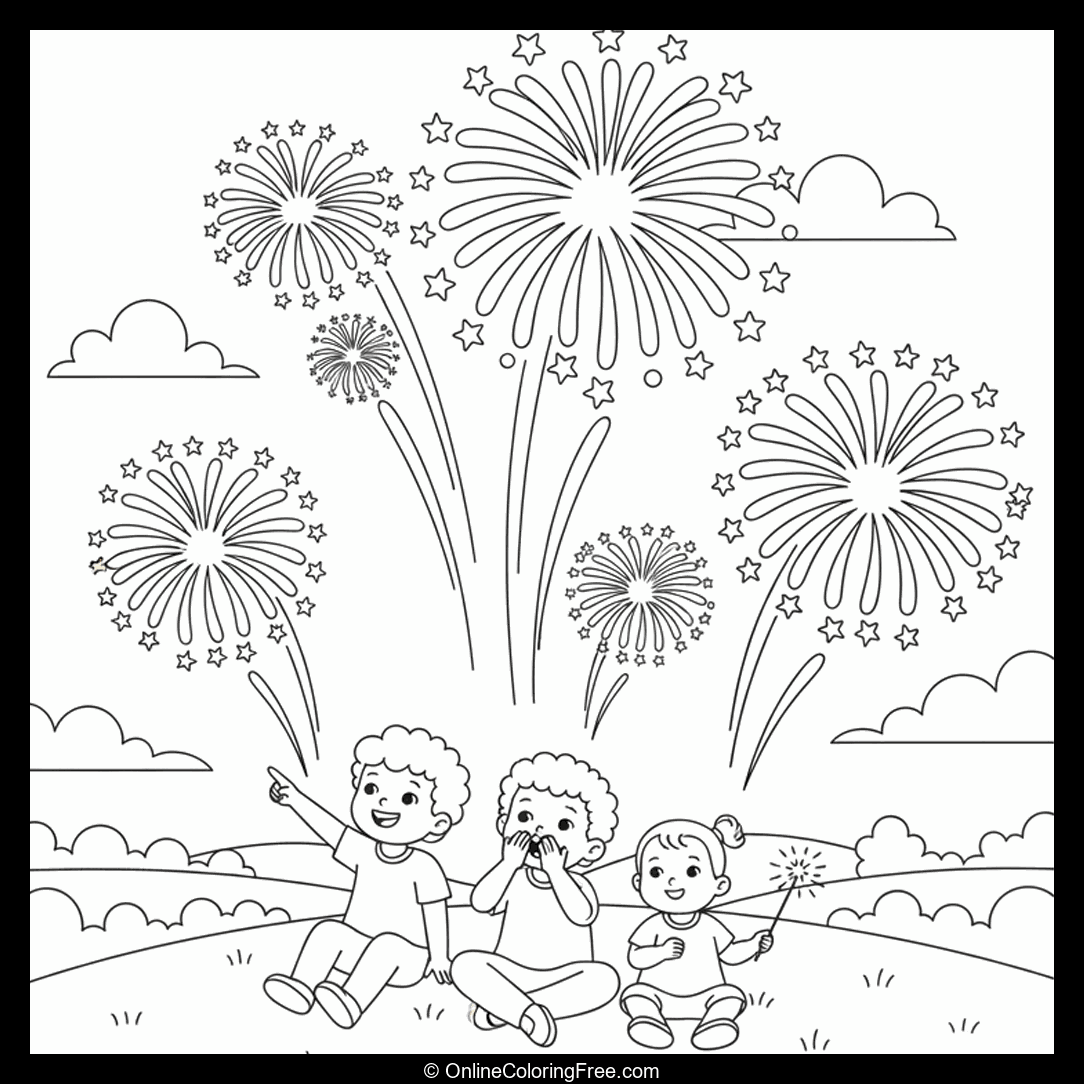 Children Watching Fireworks