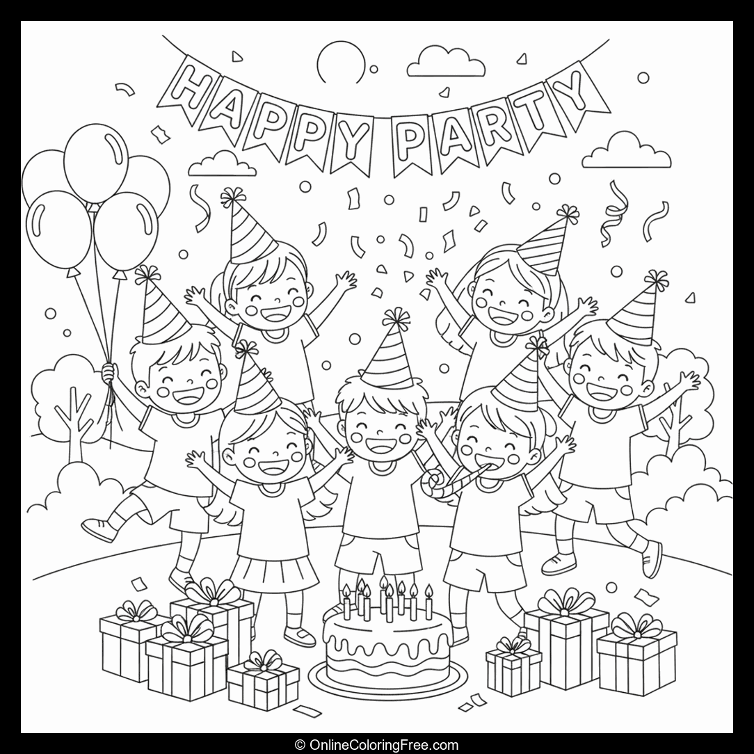 Children Wearing Party Hats