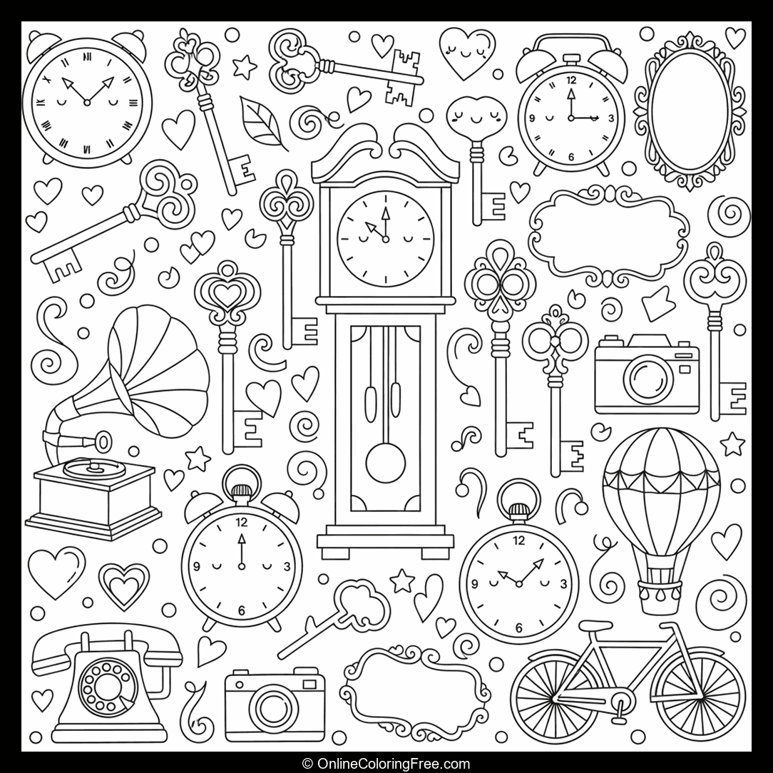 Clocks, Keys & Vintage Items