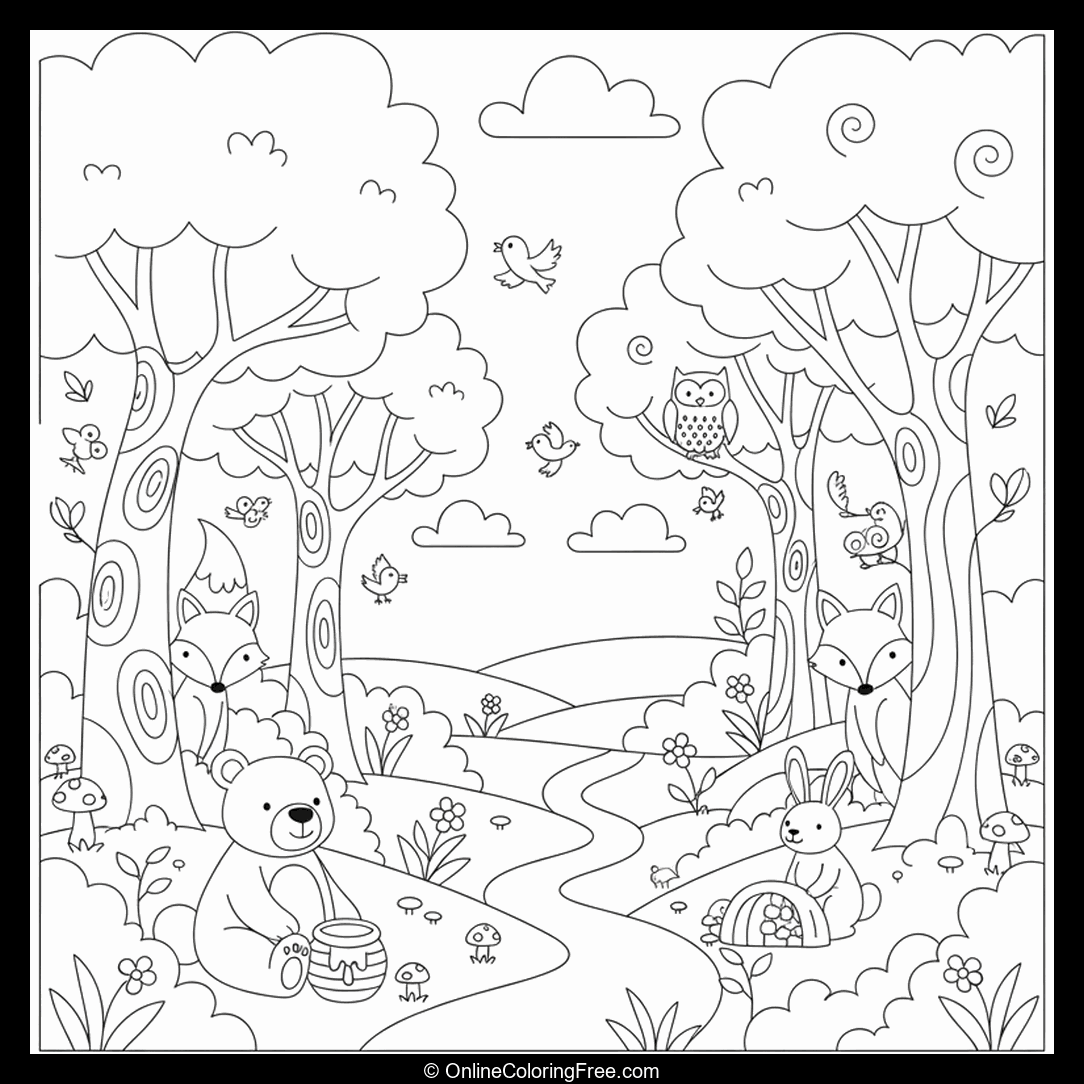Doodle Forest with Animals