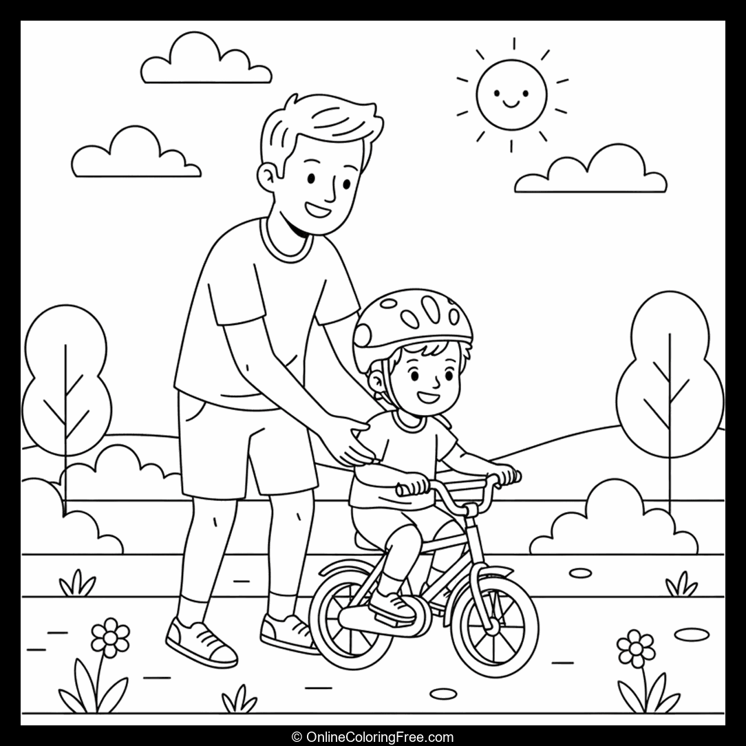 Father Teaching Cycling