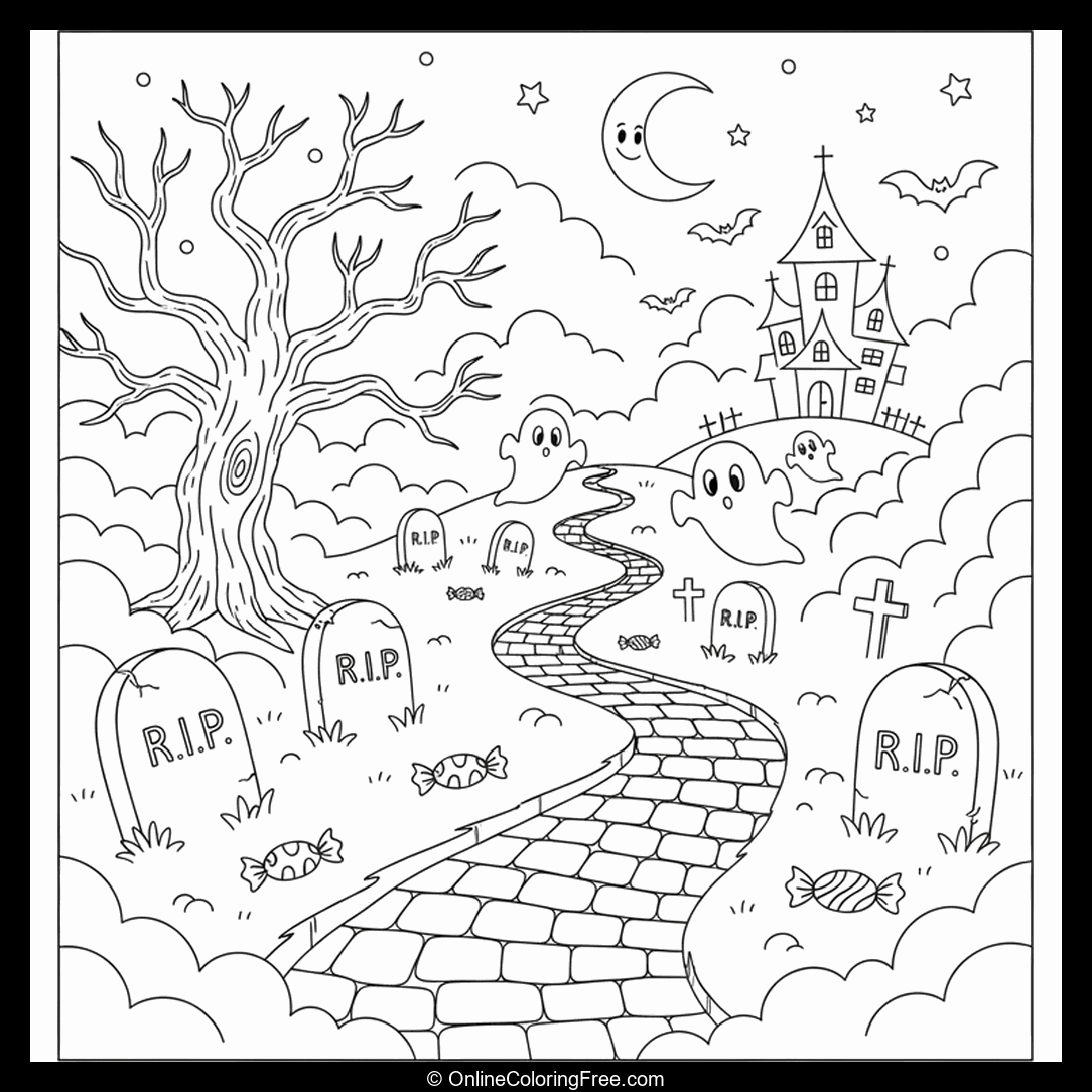 Halloween Foggy Cemetery