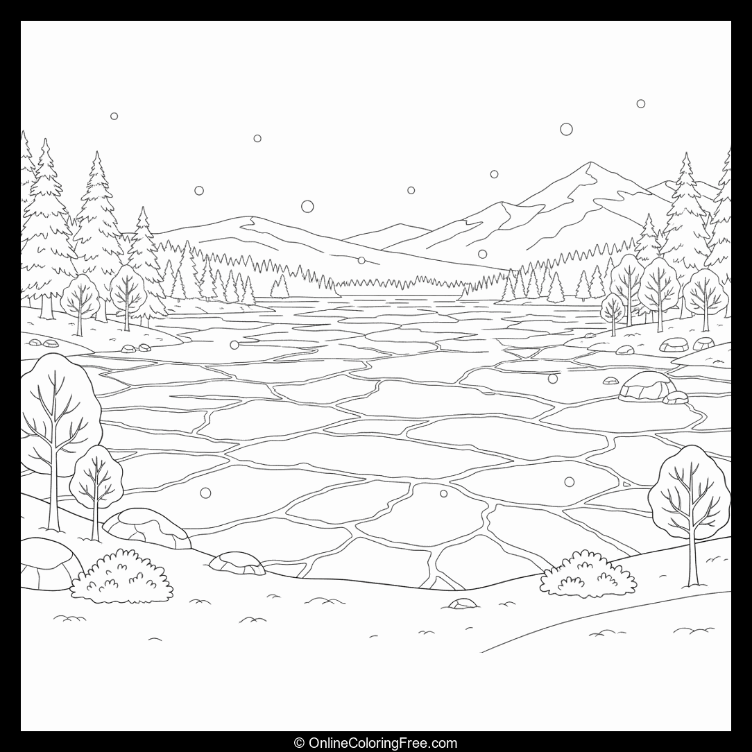 Frozen Lake With Ice Patterns