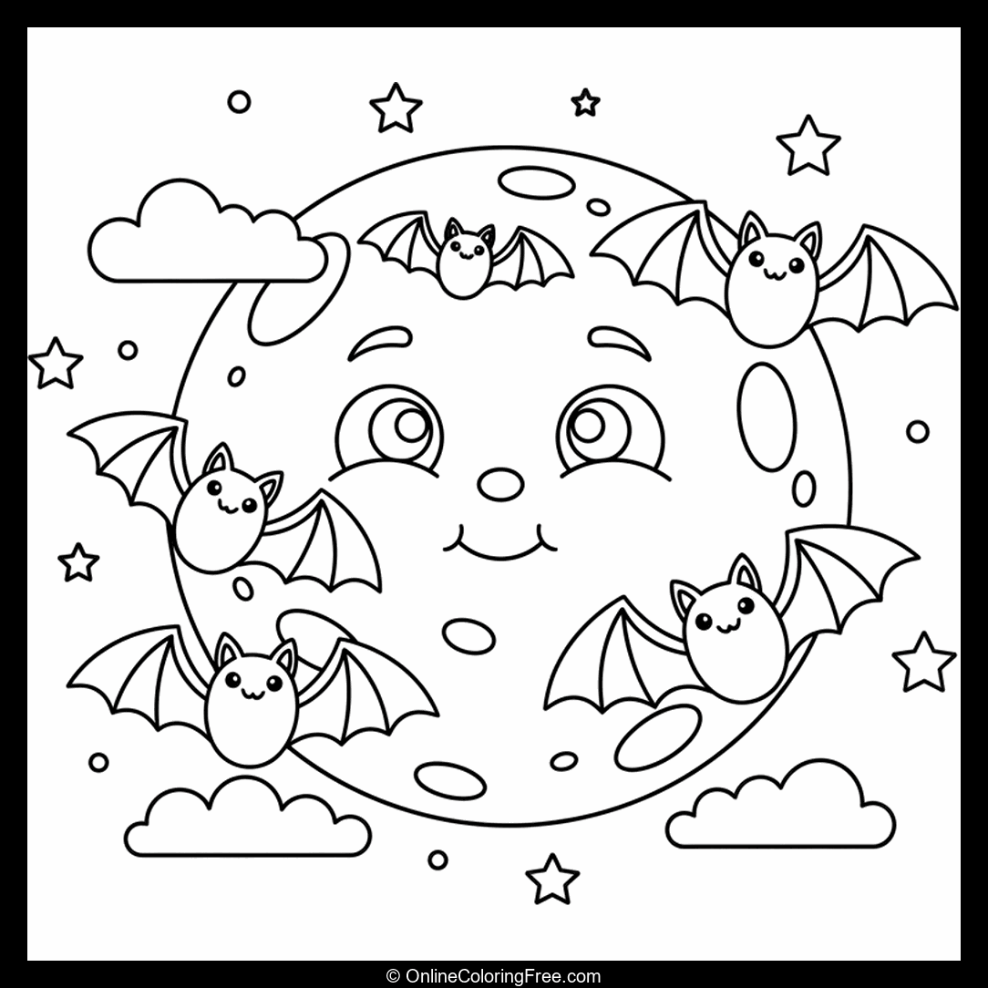 Halloween Full Moon Bats