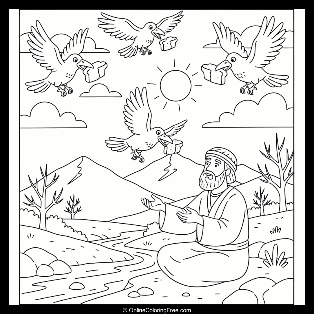 Bible God Feeds Elijah by Ravens
