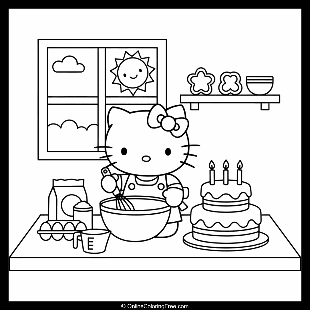 Hello Kitty Baking Cake