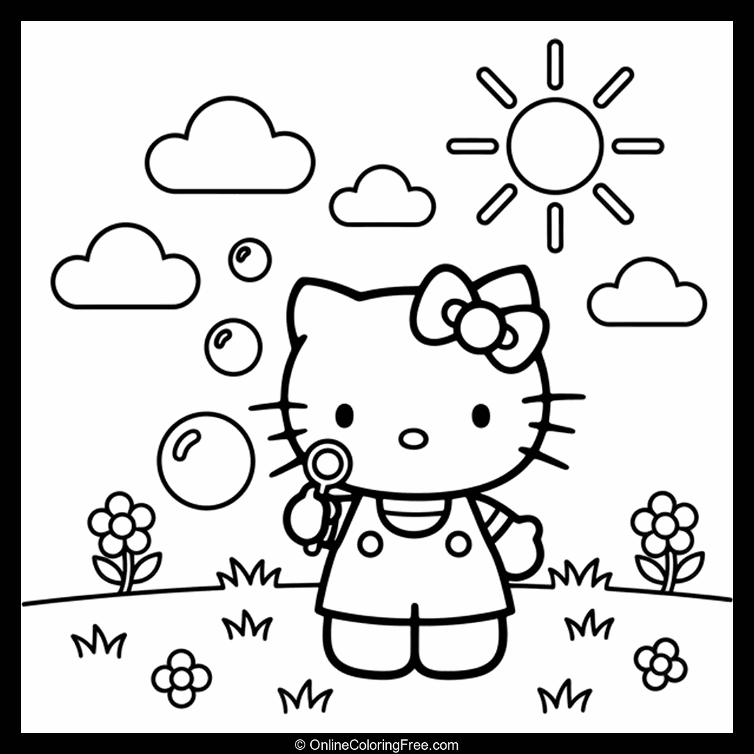 Hello Kitty Blowing Bubbles