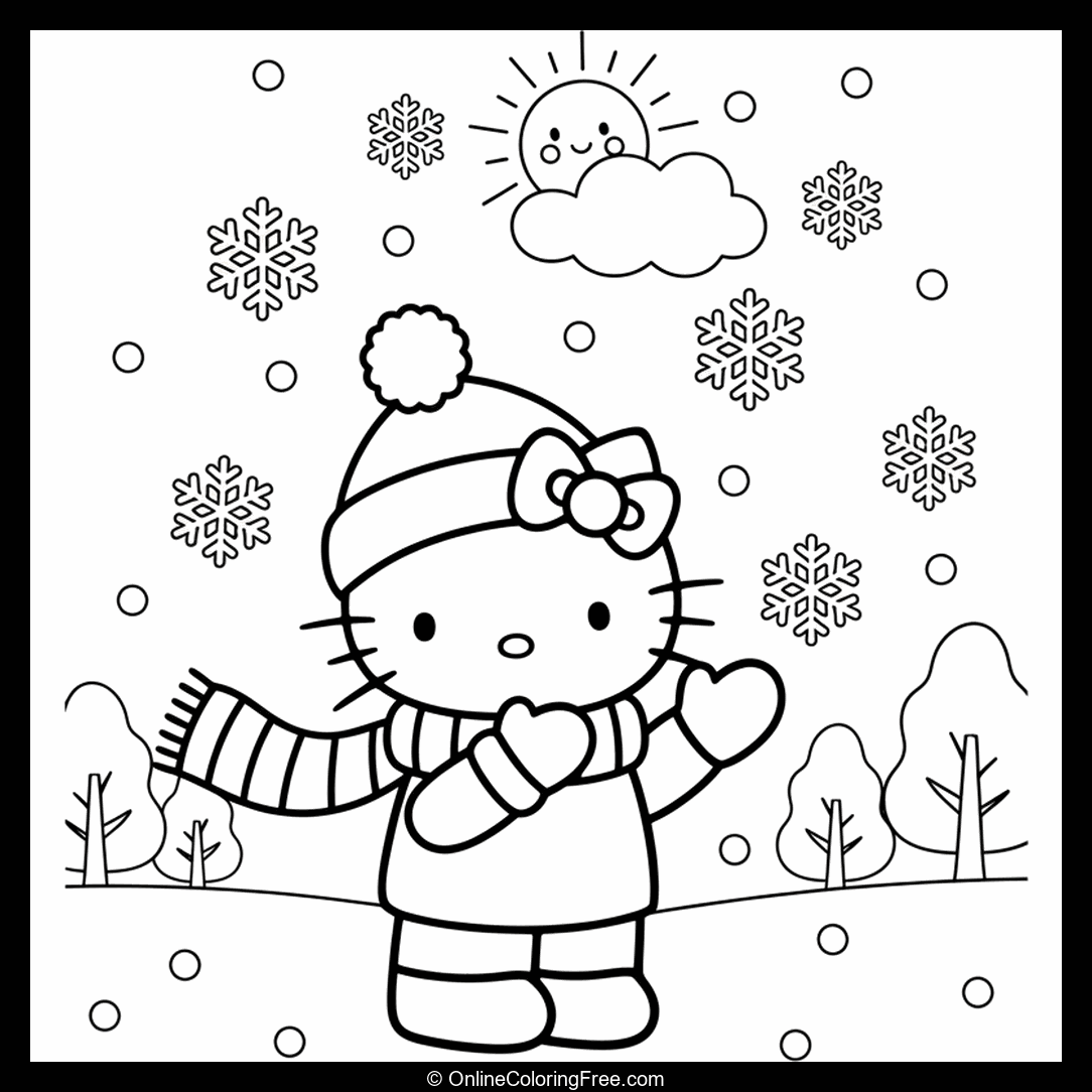 Hello Kitty Catching Snowflakes