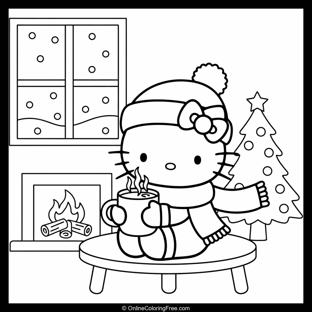 Hello Kitty Drinking Cocoa