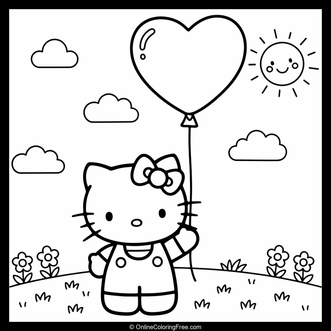 Hello Kitty Holding Balloon