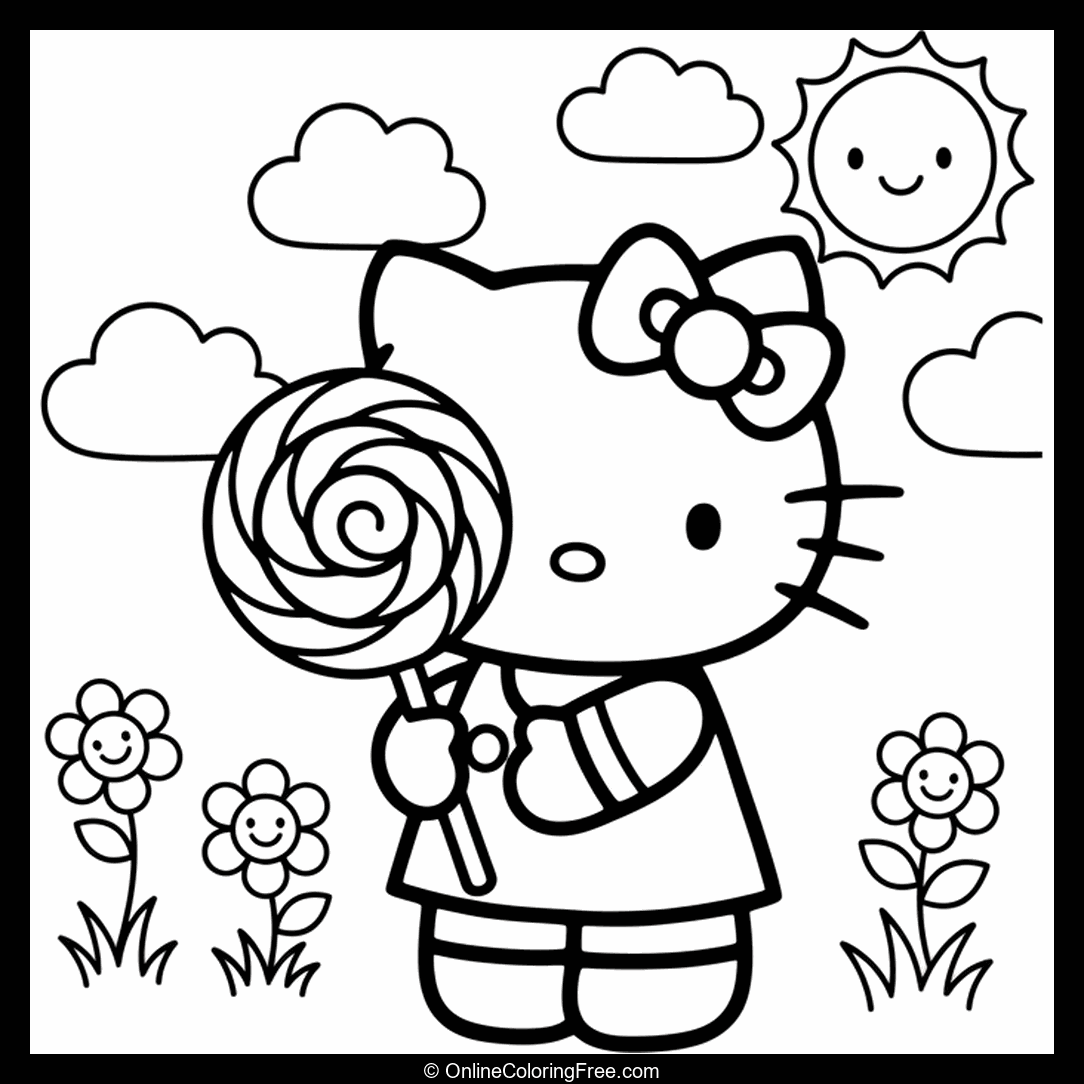 Hello Kitty Holding Candy