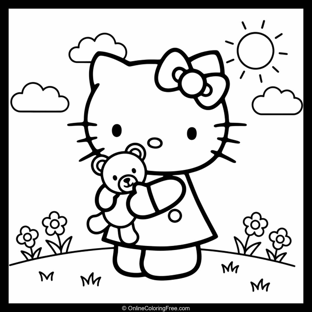 Hello Kitty Hugging Teddy