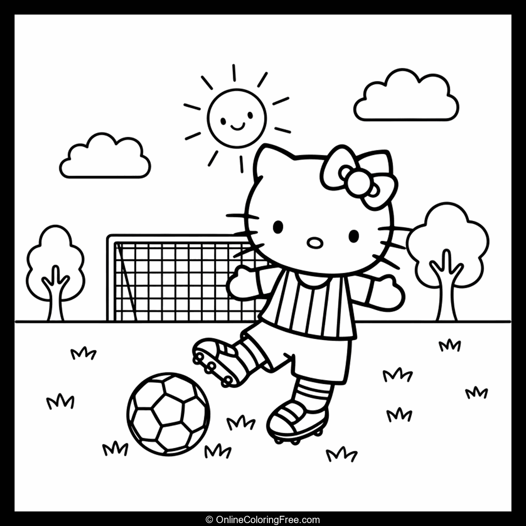 Hello Kitty Playing Soccer