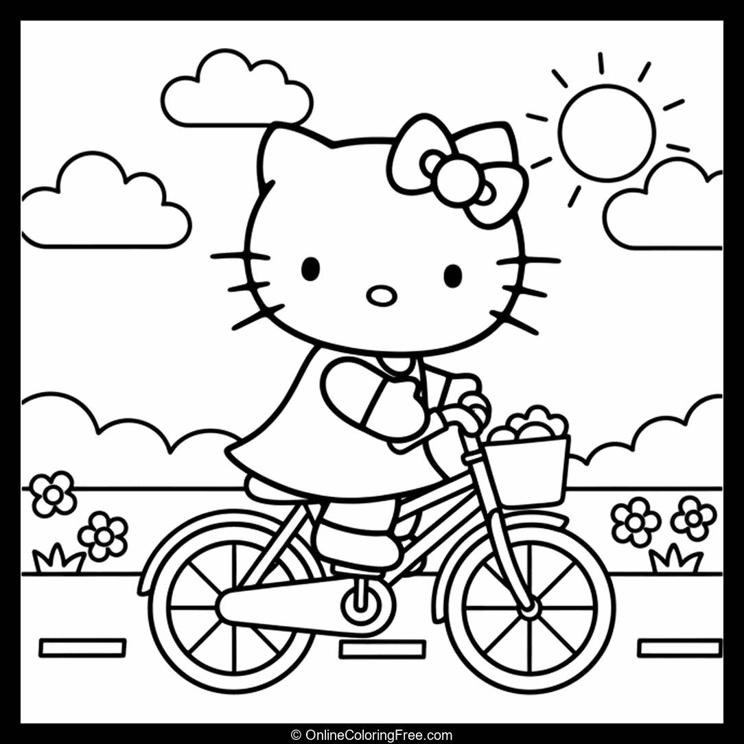 Hello Kitty Riding Bike