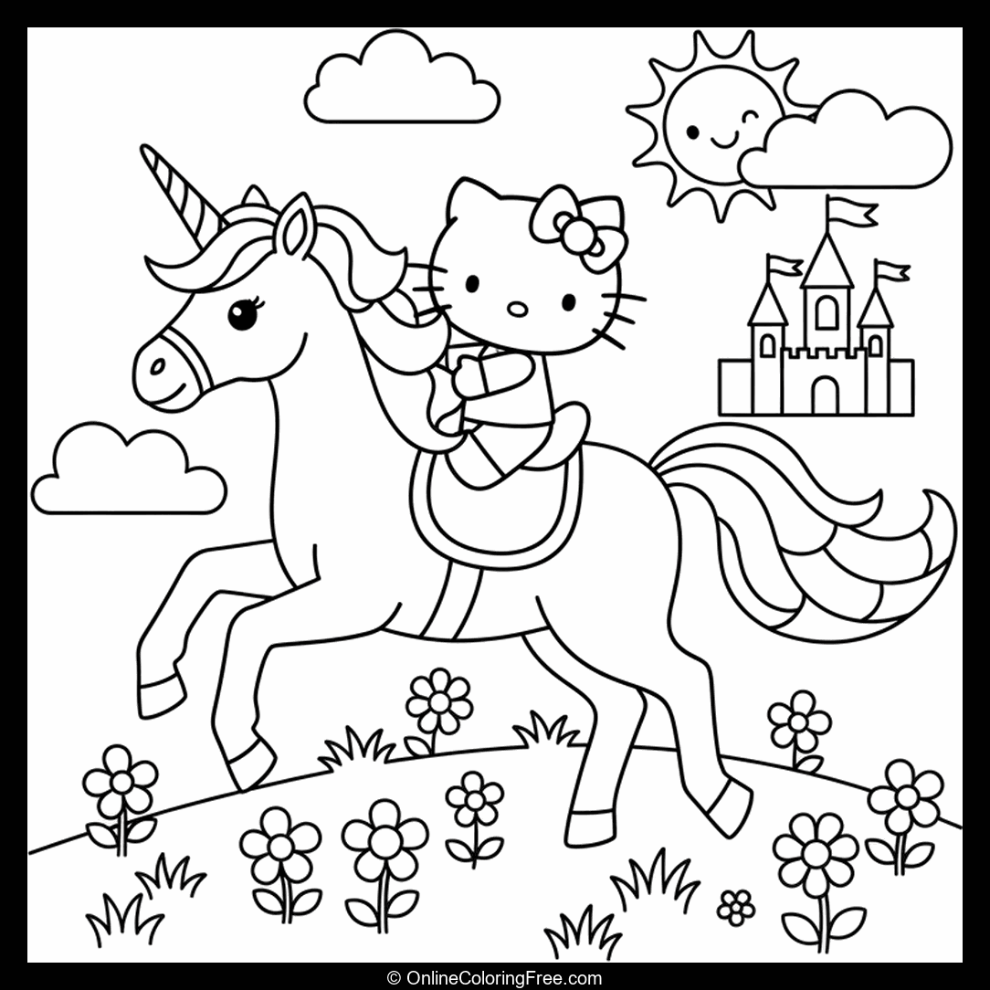 Hello Kitty Riding Unicorn