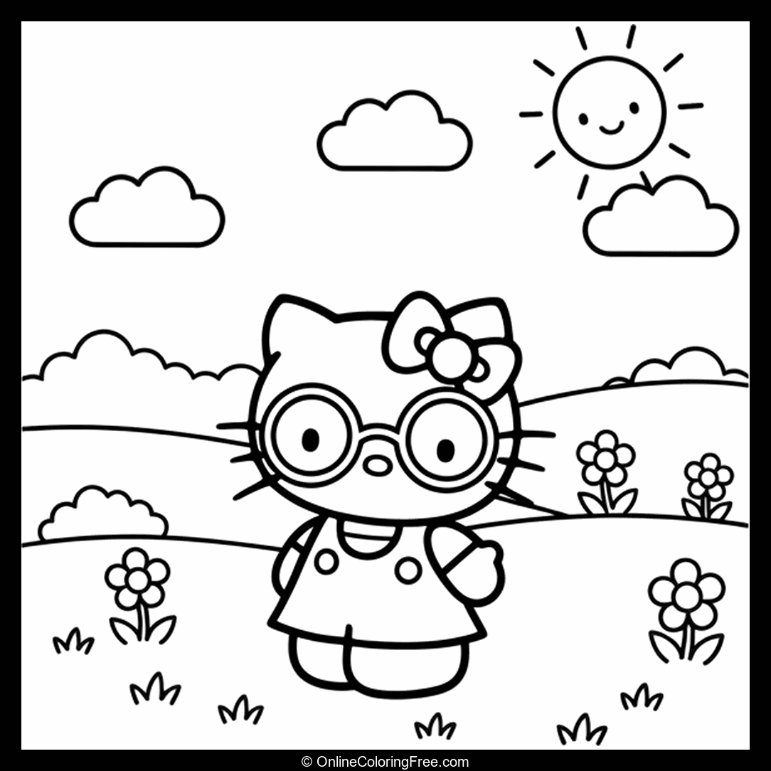Hello Kitty Wearing Glasses