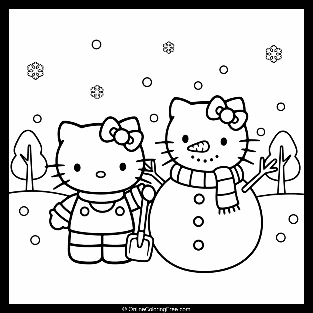 Hello Kitty With Snowman