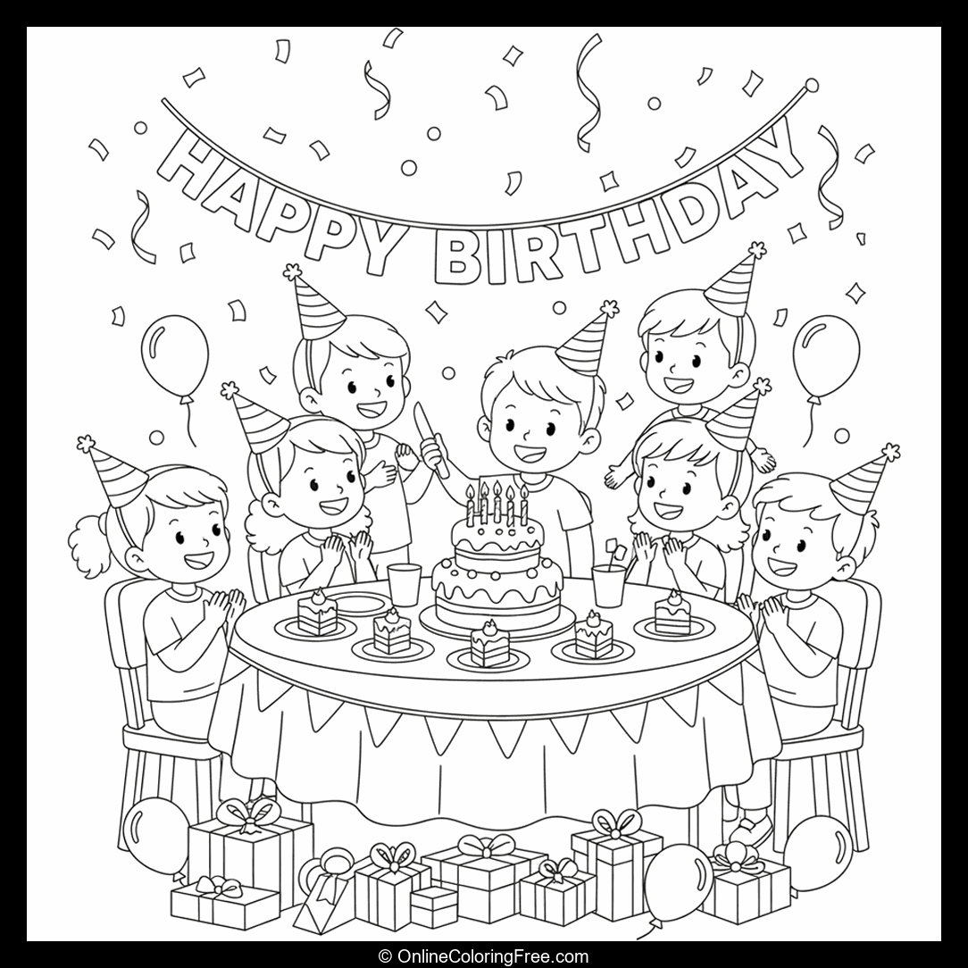 Kids Cutting Birthday Cake