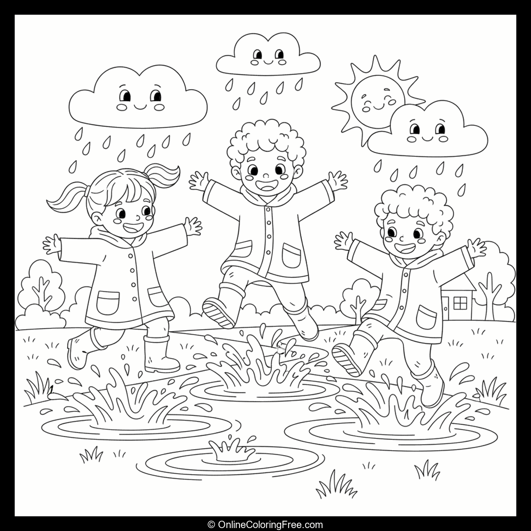 Kids Jumping in Puddles