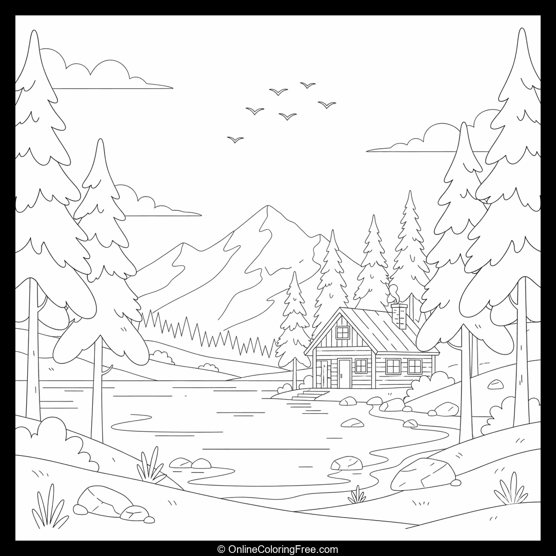 Lakeside Cabin With Pine Trees