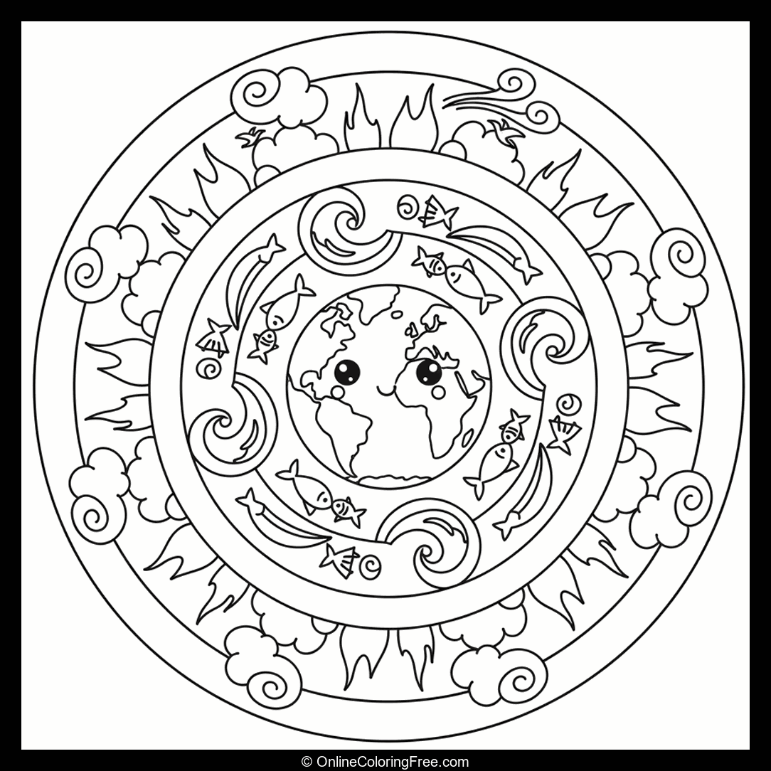 Mandala of Nature Elements (Earth, Water, Fire, Air)