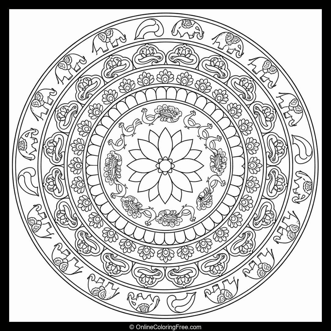 Mandala with Indian Motifs