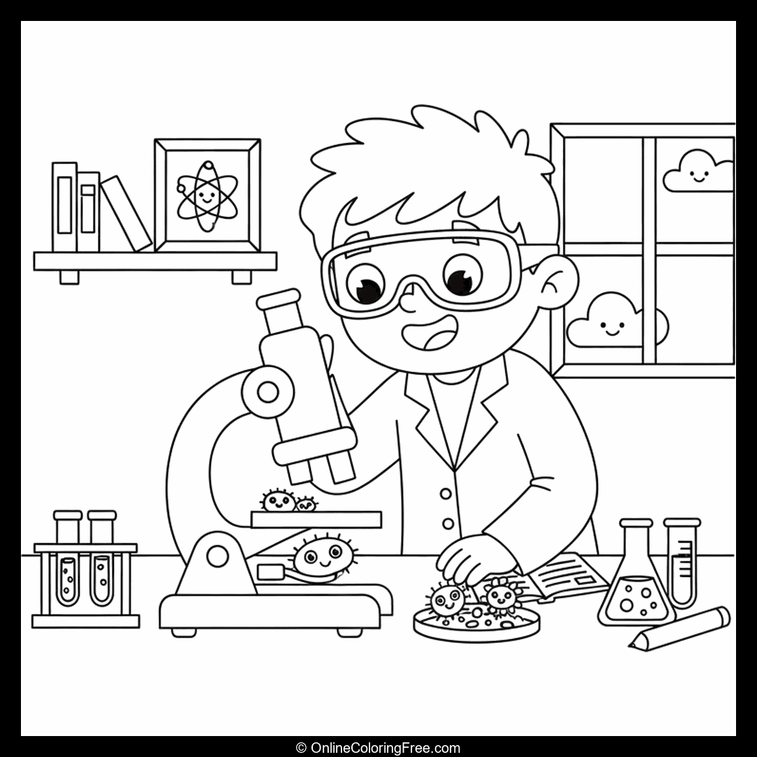 Microscope with scientist