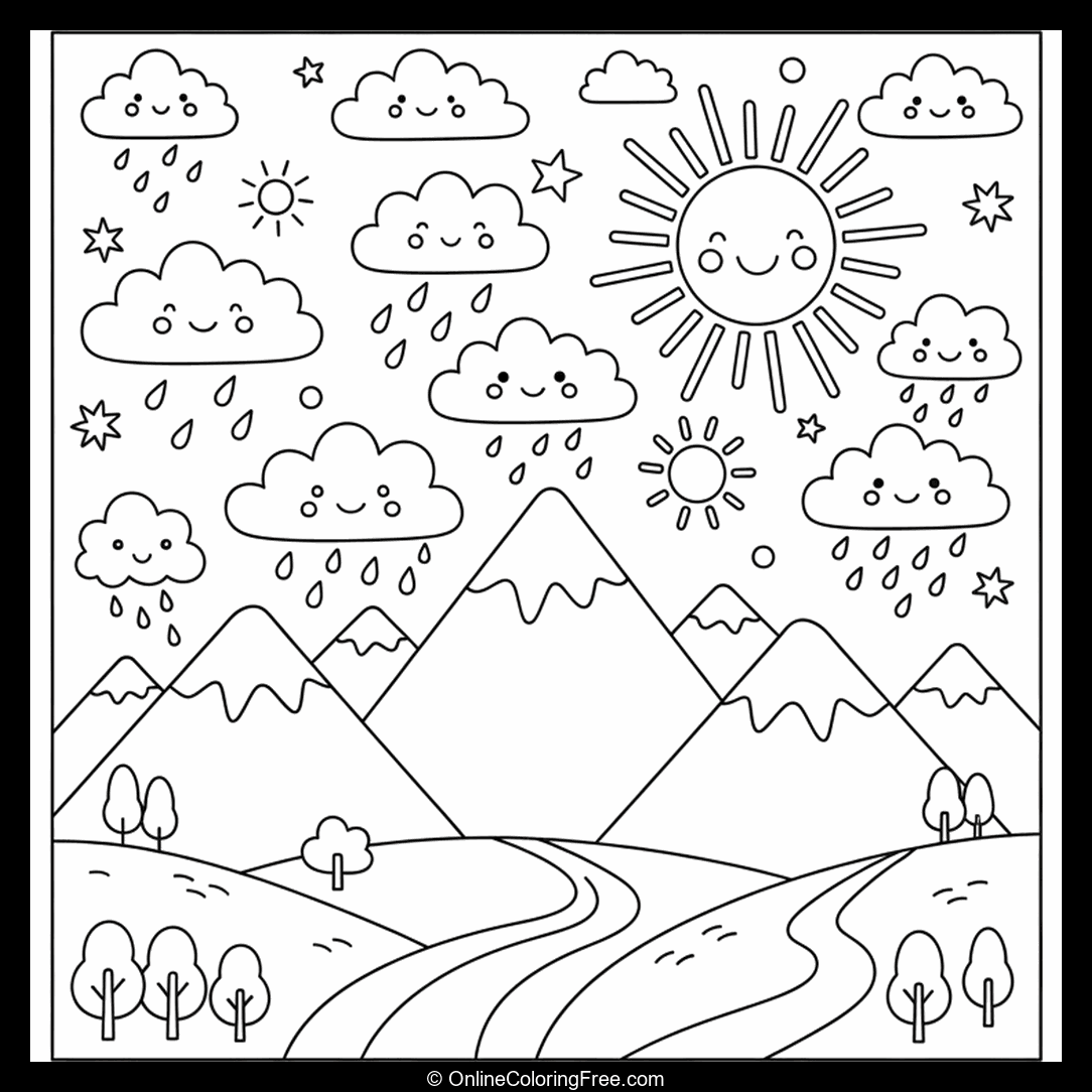 Mountains, Clouds & Sun Doodles