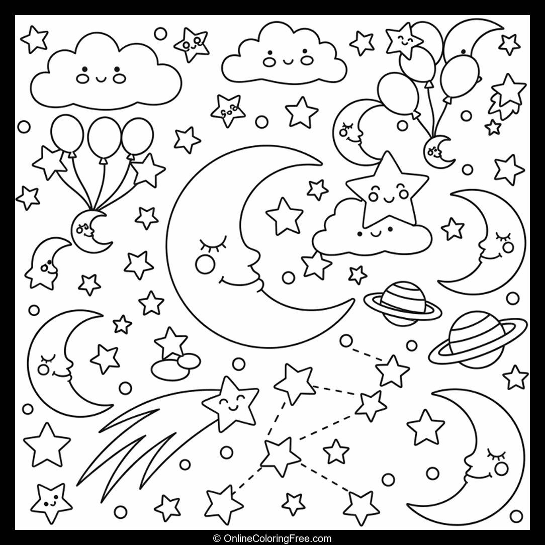 Night Sky Stars & Moons