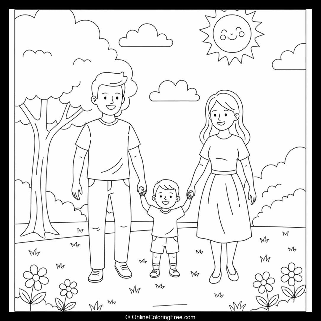 Parents Walking with Child