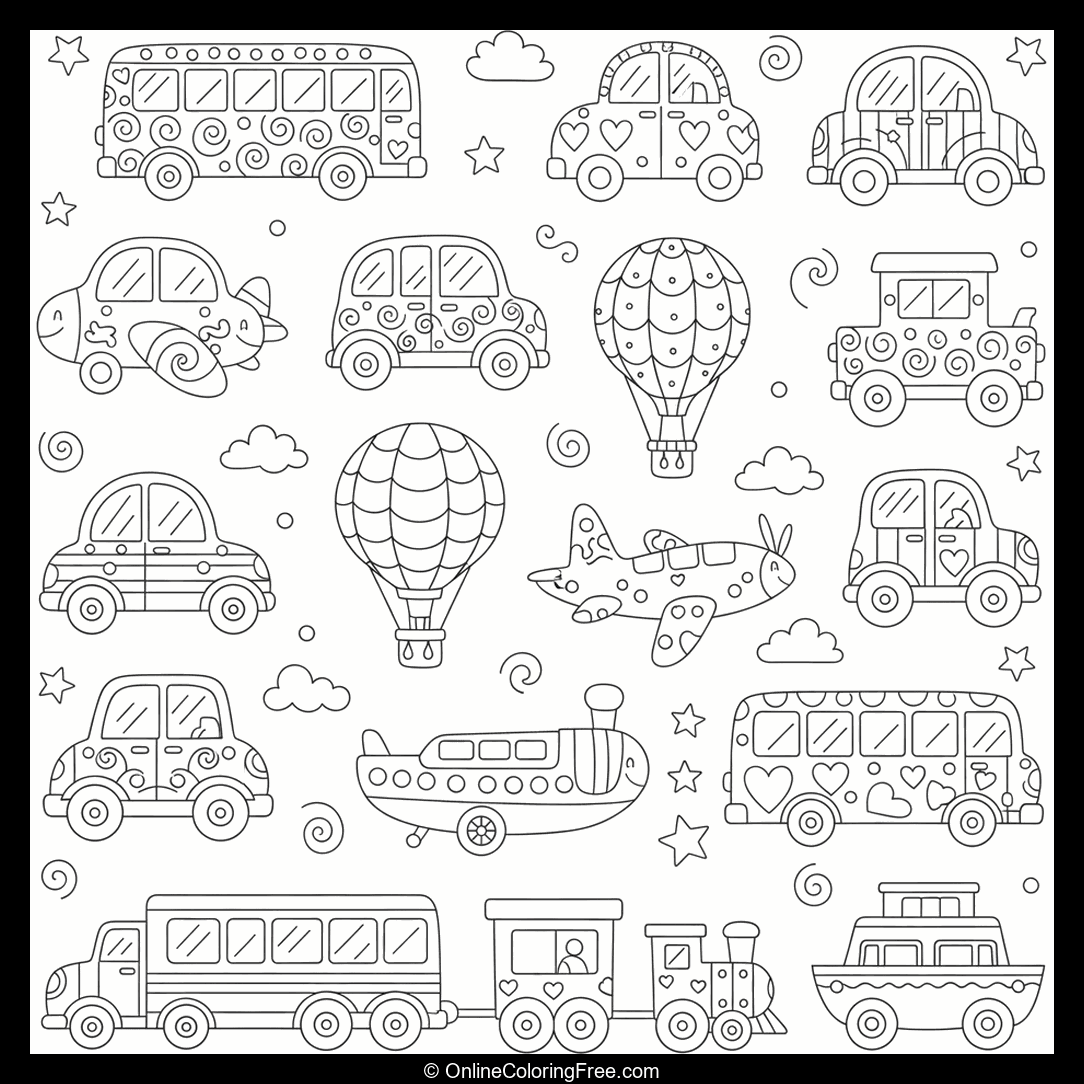 Patterned Vehicles Doodles