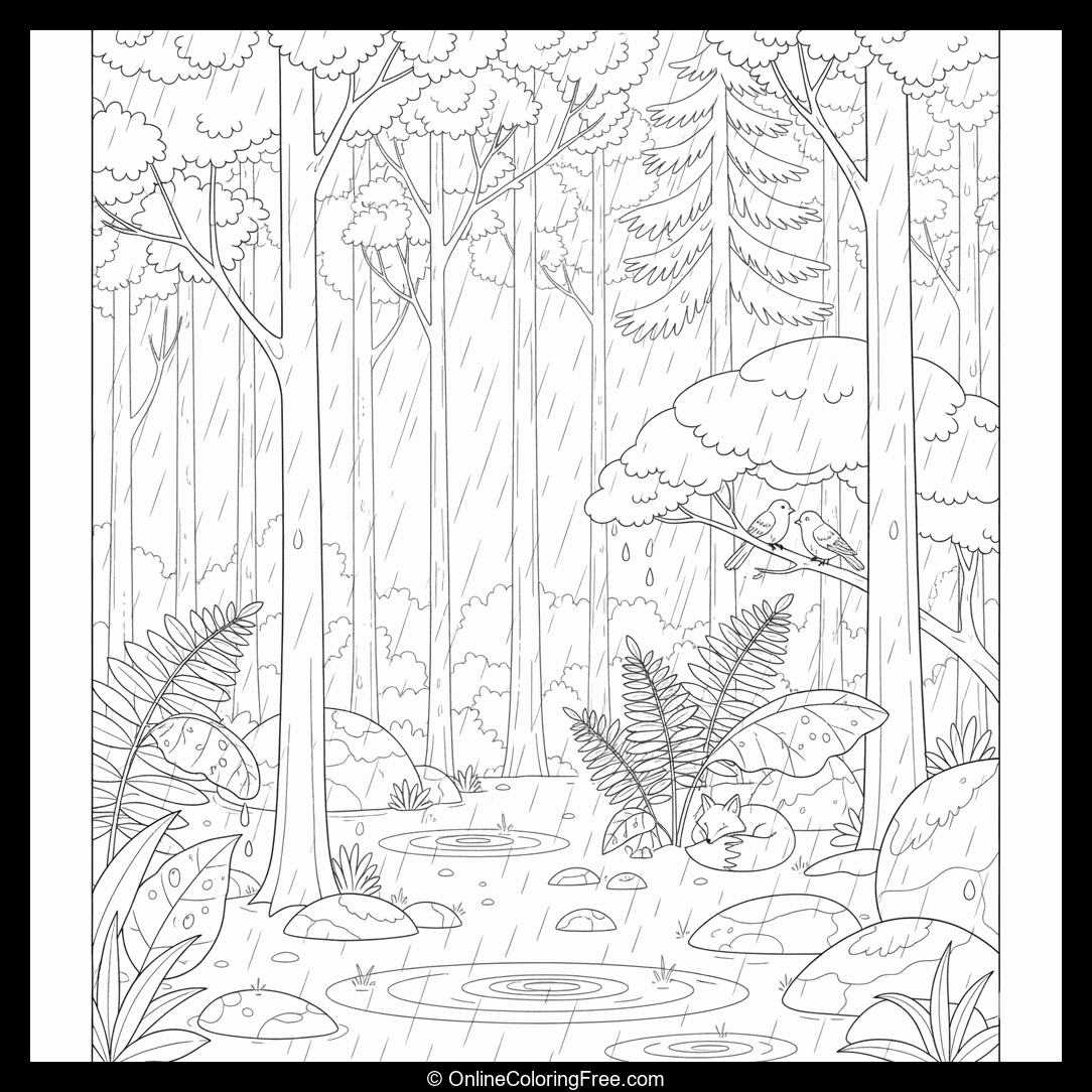 Rain Shower In Forest