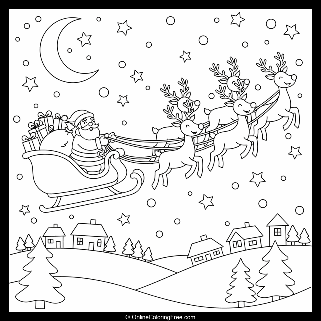 Santa Flying in the Sky