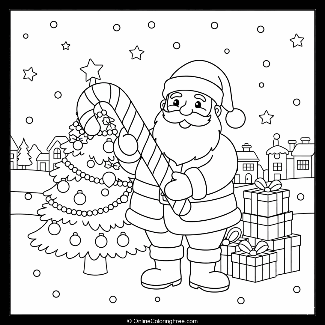 Santa With Candy Cane