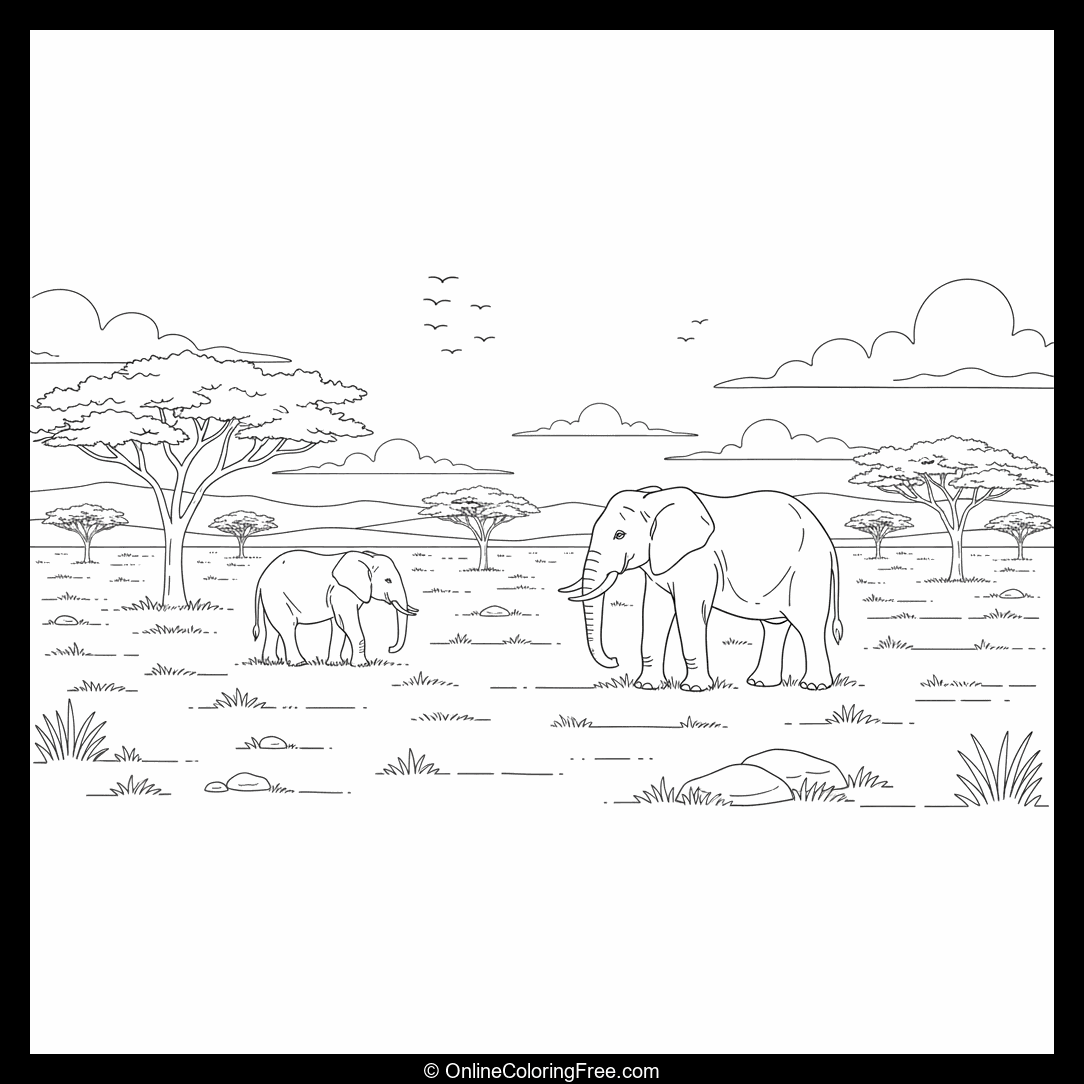 Savannah With Elephants