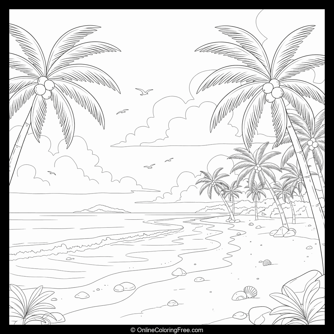 Tropical Beach With Coconuts