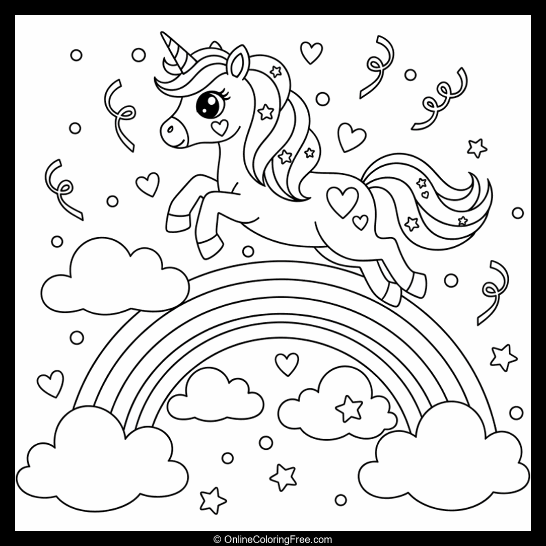 Unicorn Jumping Over A Rainbow