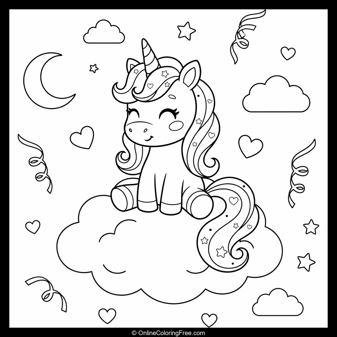 Unicorn Sitting On A Cloud
